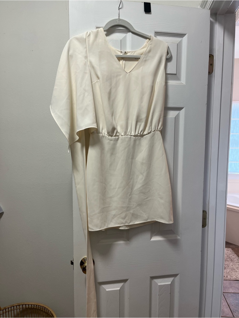 Amanda Uprichard Cream One-Shoulder Mini Dress